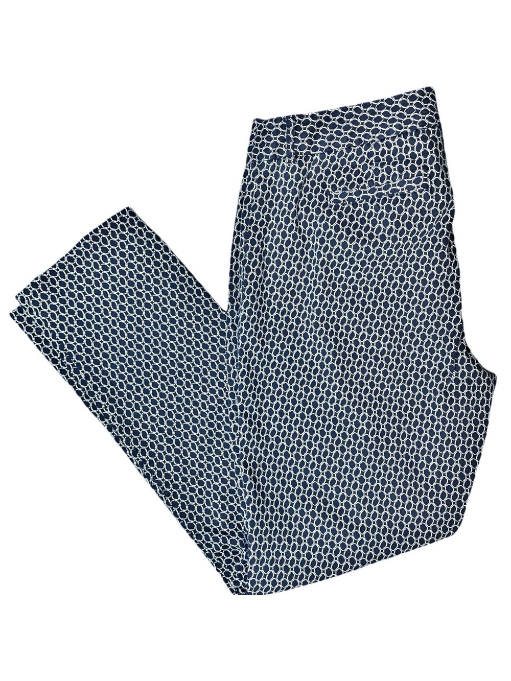 Brooks Brothers Navy & White Link-Print Cropped Pants